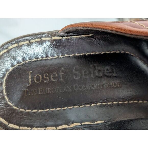 Josef Seibel Women's Solid Brown Peep Toe Slip-On Leather Sandals Size 38 - Picture 3 of 8